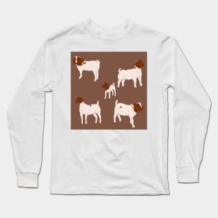 Boer Goats Pattern Brown Long Sleeve T-Shirt